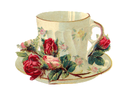 a tea cup with roses